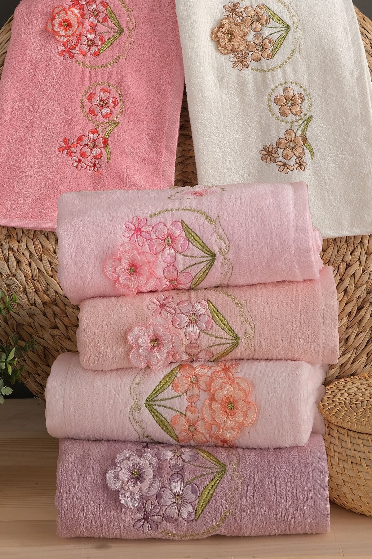 Comfort Home Çiçek 6'lı El ve Yüz Havlu Seti | Baş Havlusu | 50x90 Cm | %100 Pamuk