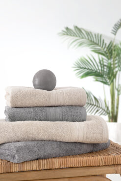 Yataş Angelina 4'lü Banyo Havlu Seti (50x90 cm/70x140 cm) - Bej / Gri