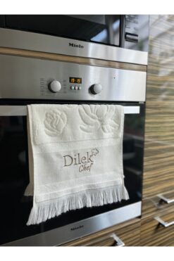 Home Kişiye Özel İsim İşlemeli Mutfak Havlu Şef Krem Renk 30x50 cm (Anneler Günü Hediyelik&El Havlusu)