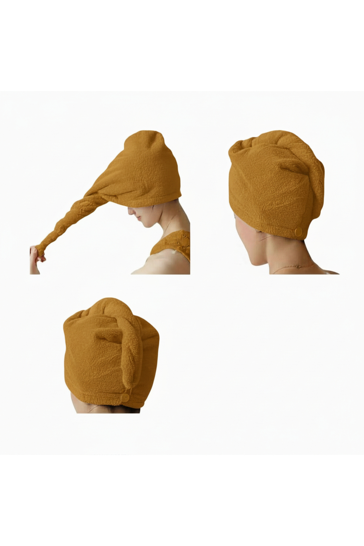 arashomecollection %100 Pamuklu Düğmeli Saç Bonesi - Plaj Havuz Deniz Uyumlu Hızlı Kurulama Baş Havlusu - Görsel 2