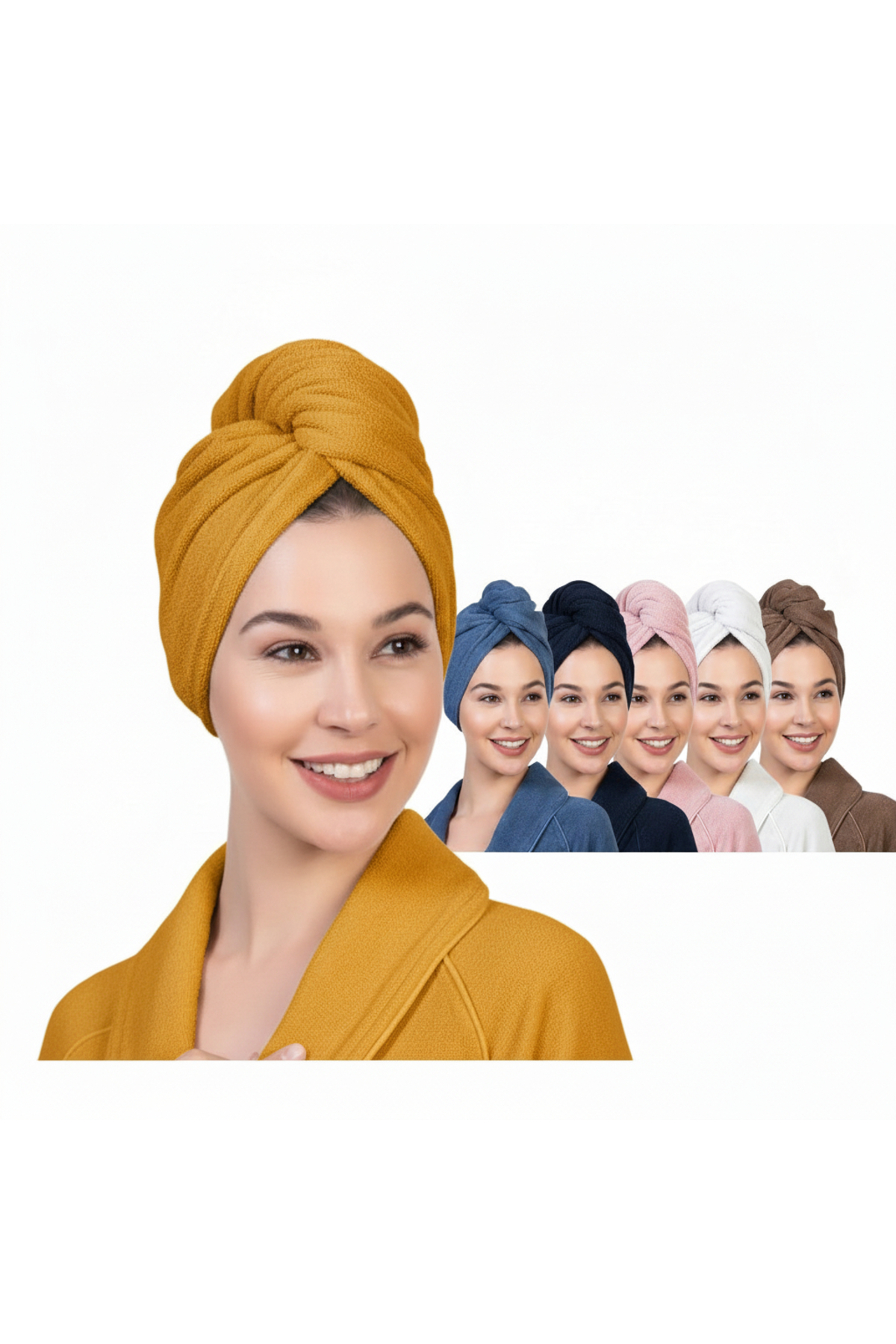 arashomecollection %100 Pamuklu Düğmeli Saç Bonesi - Plaj Havuz Deniz Uyumlu Hızlı Kurulama Baş Havlusu - Görsel 3