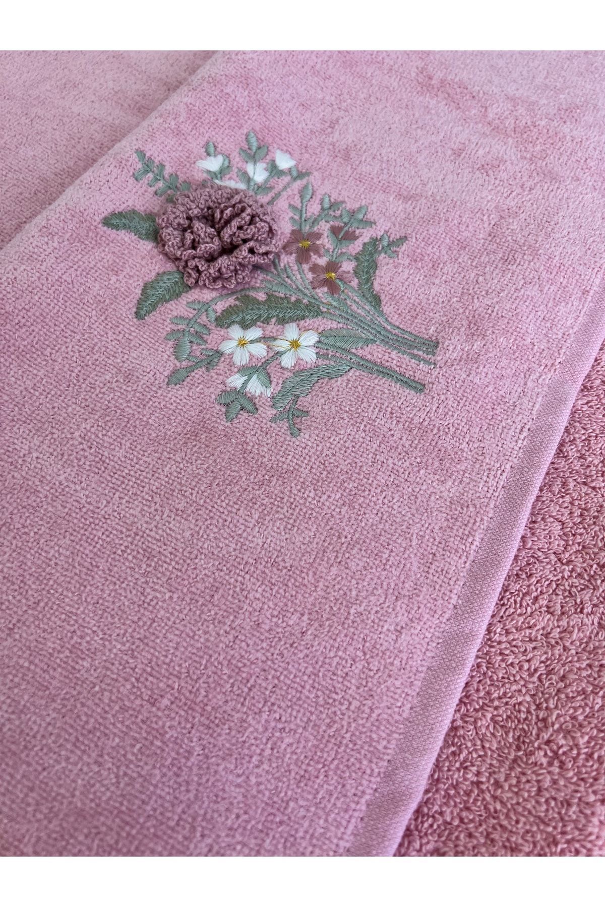 AYHANHOME 3d Elişi Çiçek Nakışlı 6'lı 50x90 El Yüz Havlu Seti - Görsel 3