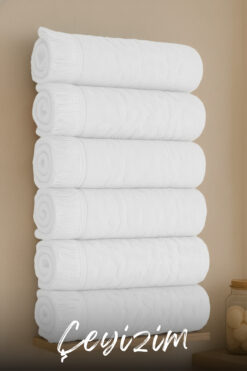 Çeyizim %100 Pamuk 6 Adet 30x50 Saçaklı El Havlusu | Mutfak Havlusu | Kurulama Bezi - Beyaz