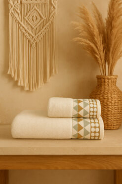 Casnack Ayla Model Baskılı 2'Li Banyo Havlu Seti