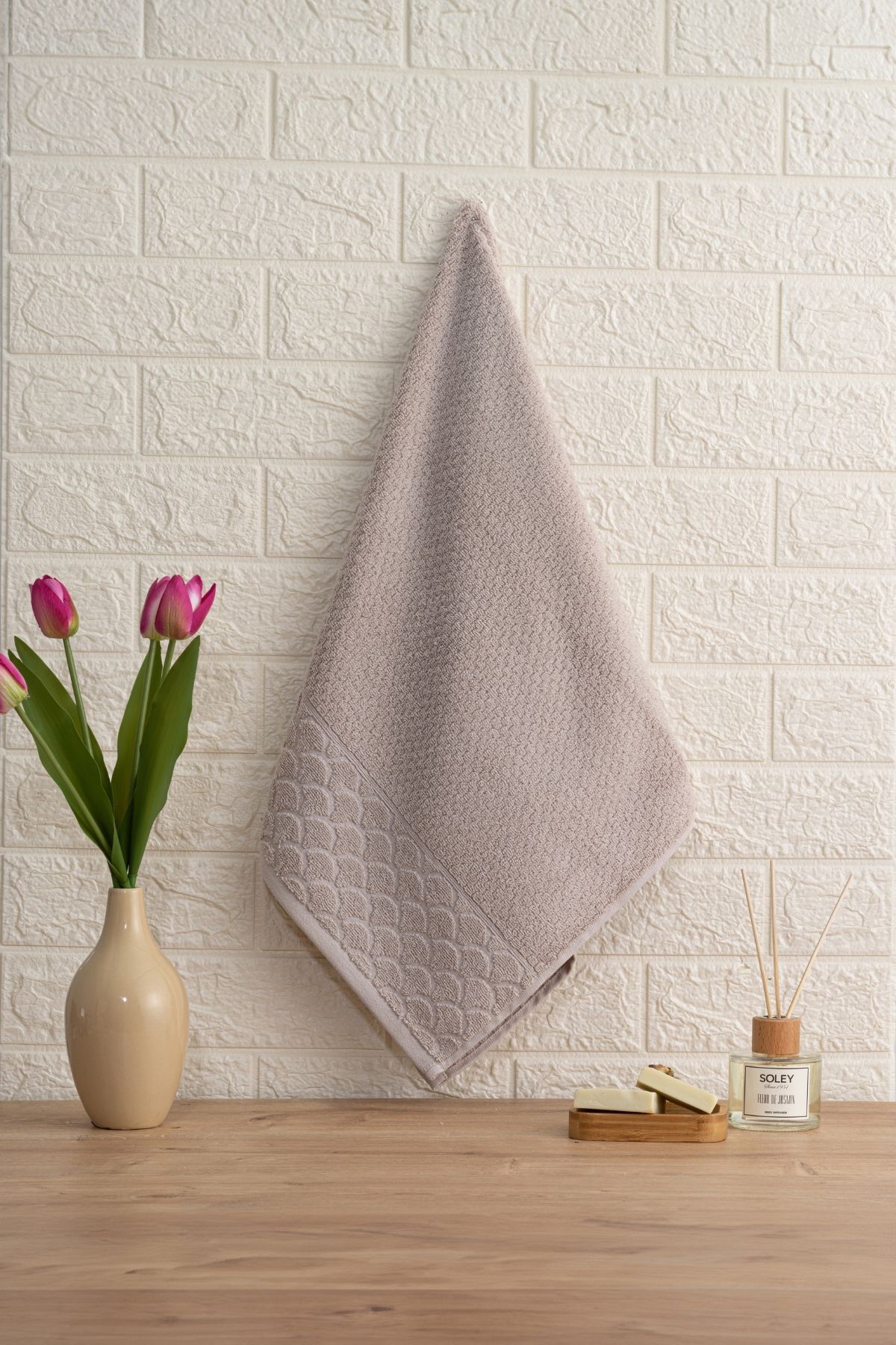 Soley | Alana | Extra Yumuşak Pamuk Pirinç Örgü El / Yüz Havlusu