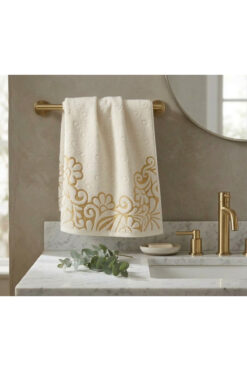 Marka Jakarlı Beyaz Kadife El/Yüz Havlusu 50x90 cm
