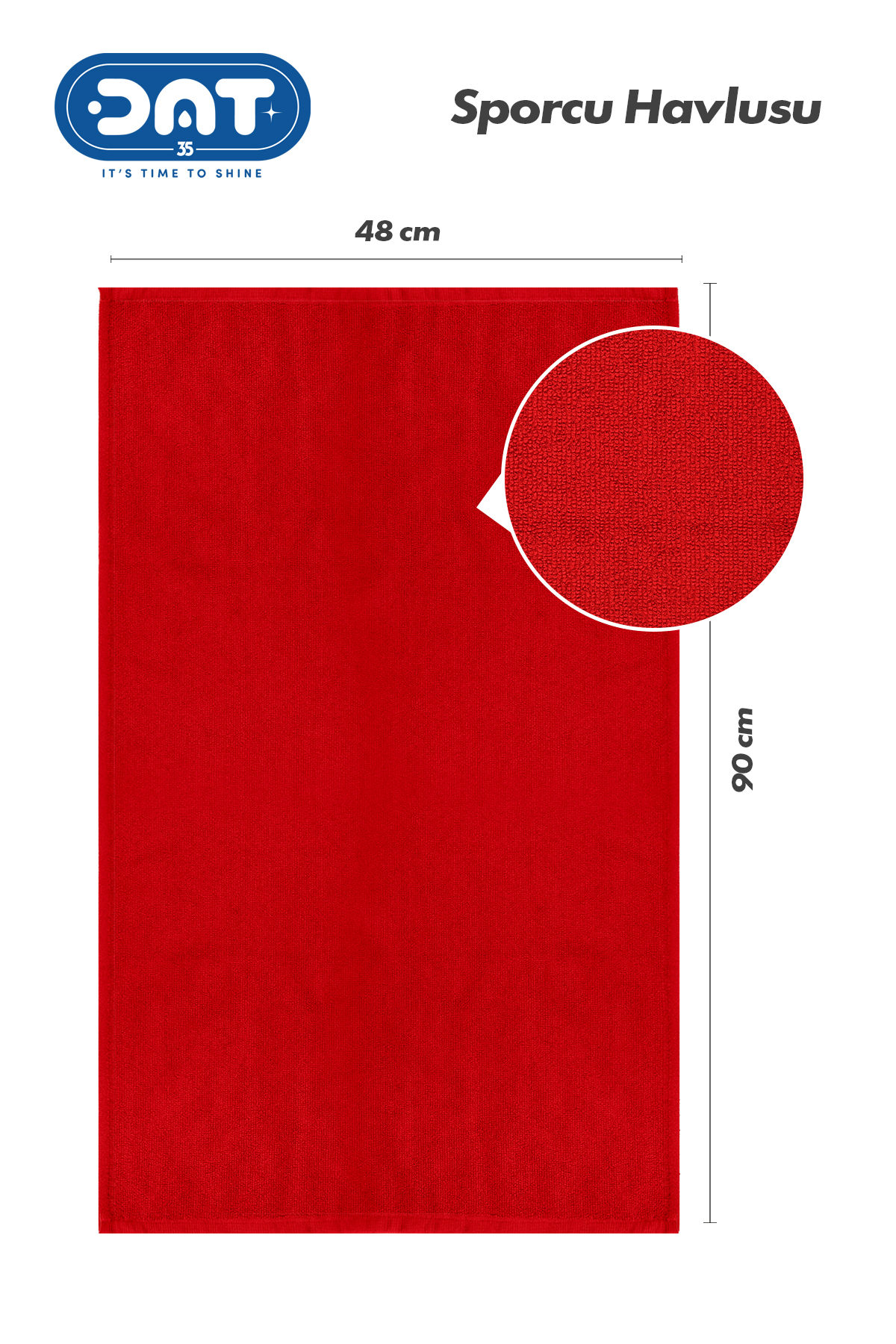 DAT35 Mikrofiber Sporcu Havlusu 48x90 cm Kırmızı Gym Fitness Hızlı Kuruyan Havlu - Görsel 3