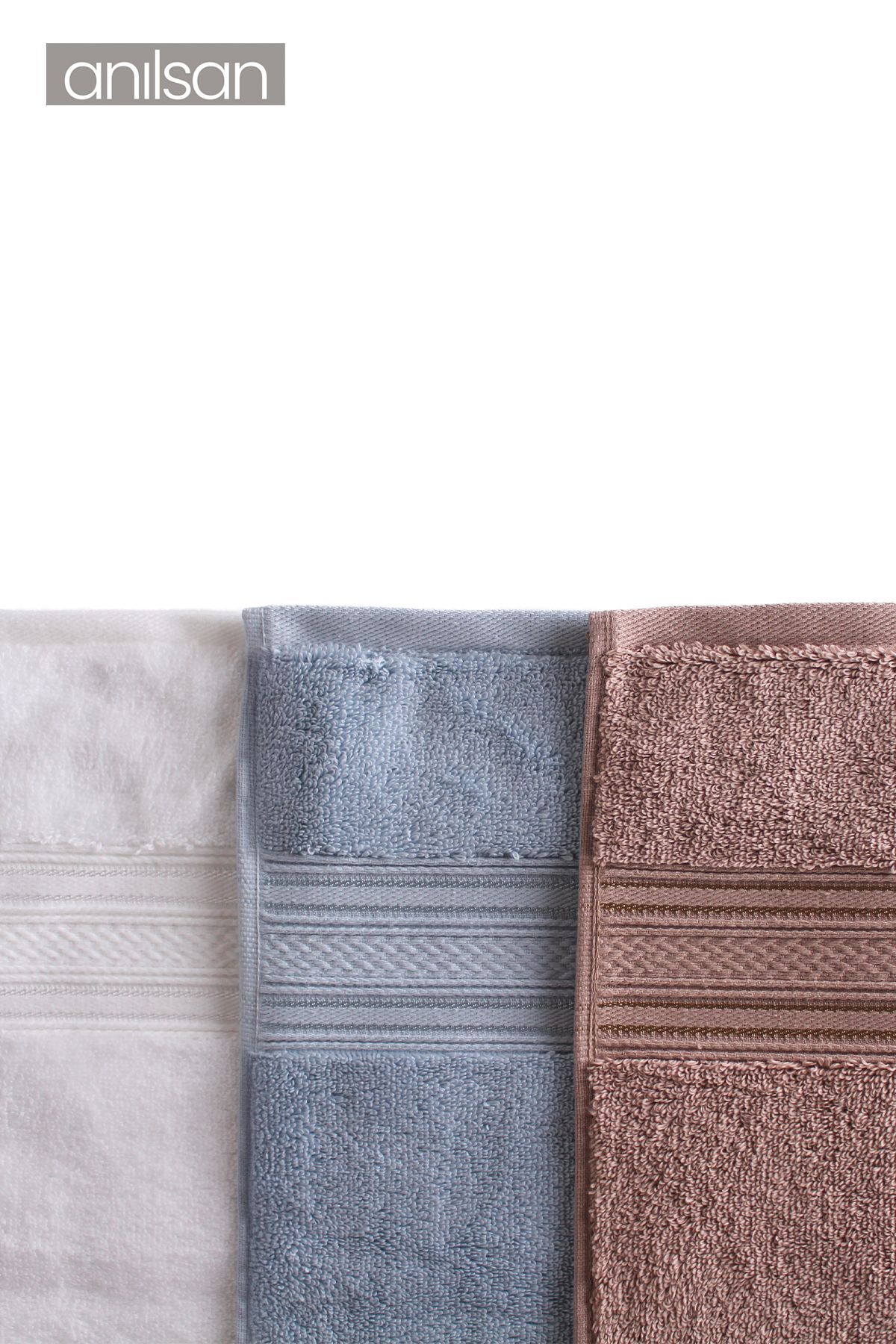 Anılsan 3'lü Süper Soft Bordürlü El Havlusu Seti - 50x90 Cm, 250 Gr, %100 Pamuk, Spa Ve Otel Havlusu - Görsel 3