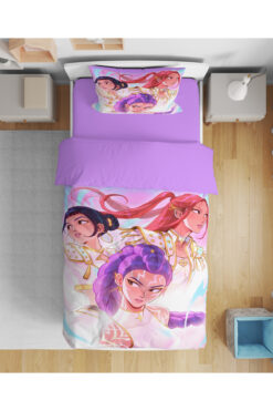 Erays Home Huntrix Animasyon Desenli 3D Dijital Baskılı Tek Kişilik Genç Kız Nevresim Takım