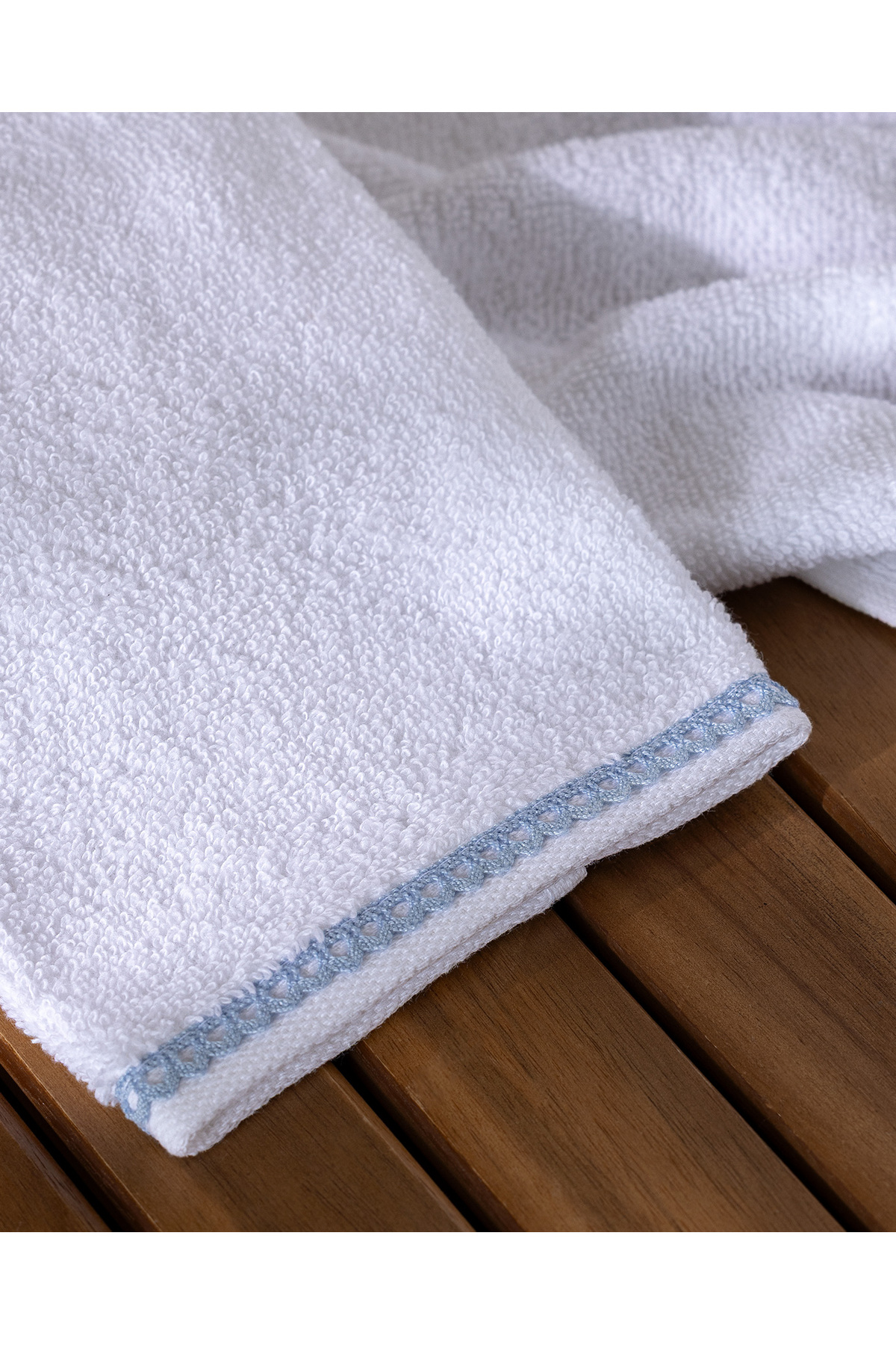 Madame Coco Angelise 2'li %100 Pamuk El Havlusu - Beyaz/Mavi - 30x40 cm - Görsel 3