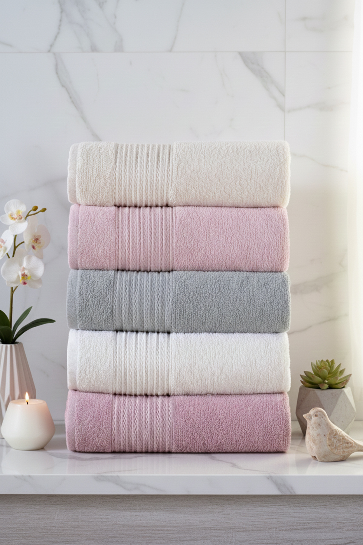 Cotonila Range | 5'li 50x90 cm El&Yüz Havlu Seti - Görsel 2