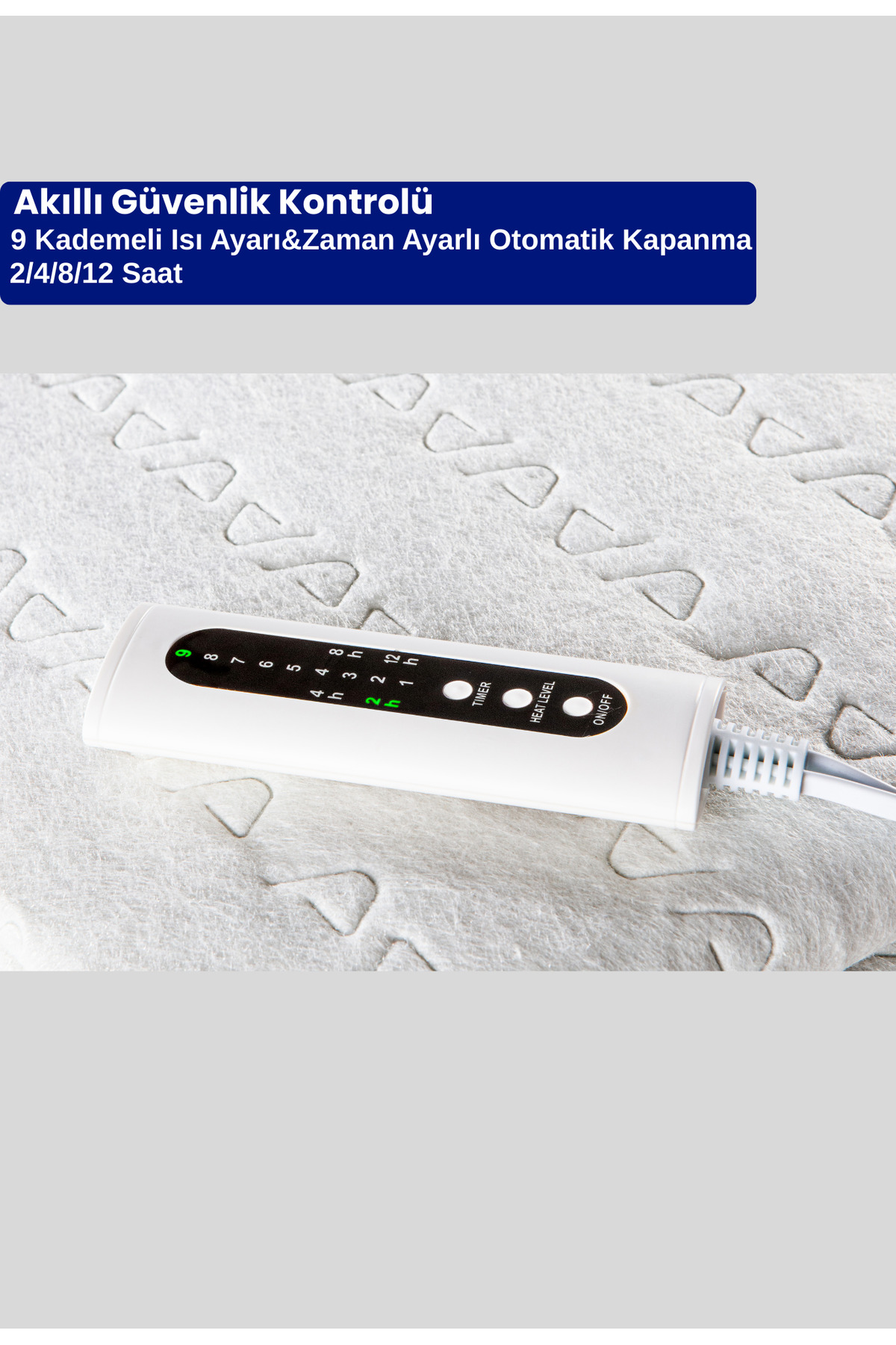 GREJ Q'Slimtime- Yeni Seri Tek Kişilik Elektrikli Alt Battaniye - 80x155 cm - 9 Kademe/Zaman Ayarlı - Görsel 2