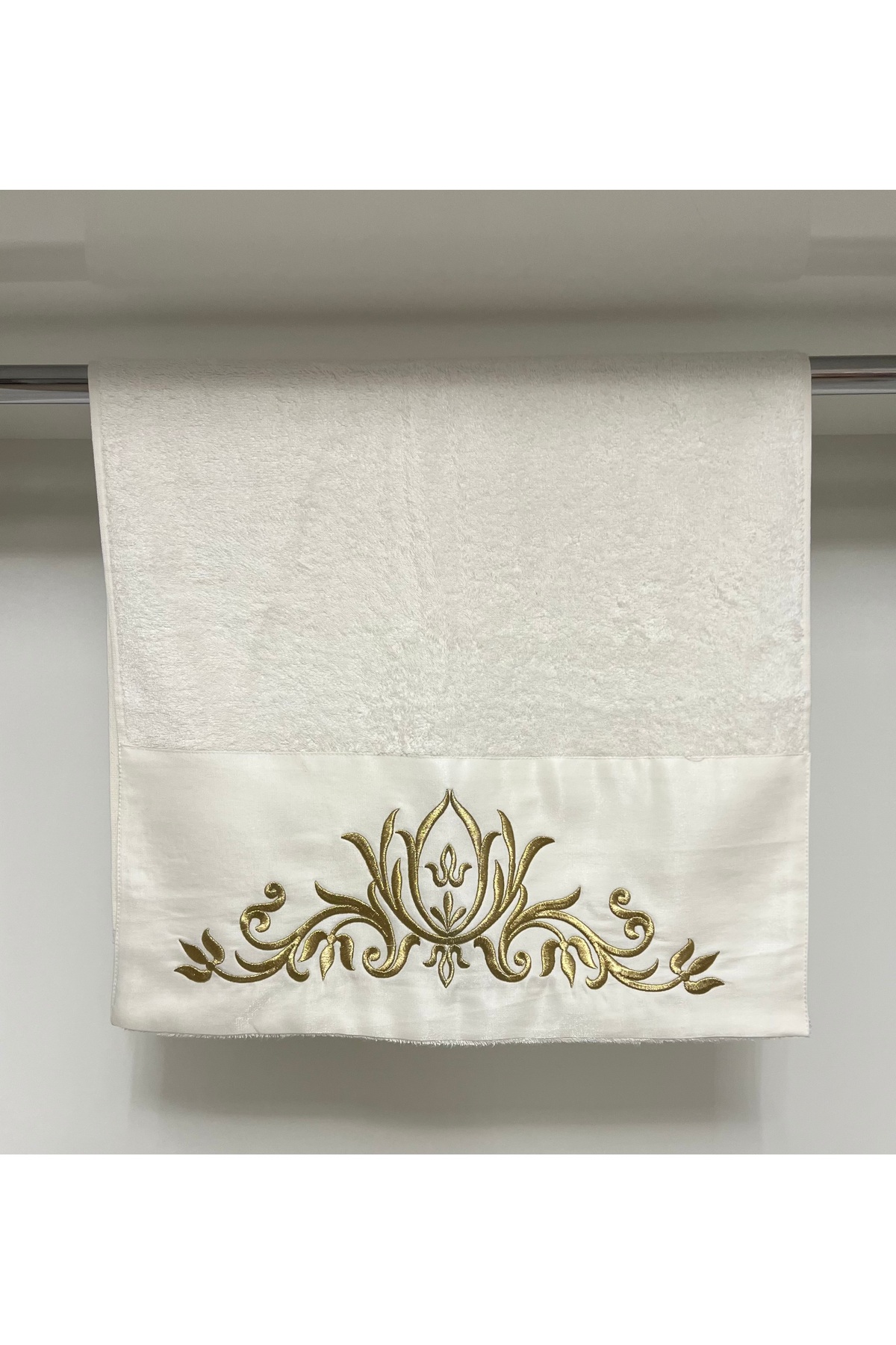 Home Karlla bambu nakışlı ve el işlemeli havlu 1 adet 50x90 - Görsel 2