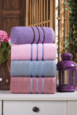 MARLA HOME Velvona 4'lü El-Yüz Havlusu Seti | %100 Pamuk | 50x90 cm | Koyu Renkler