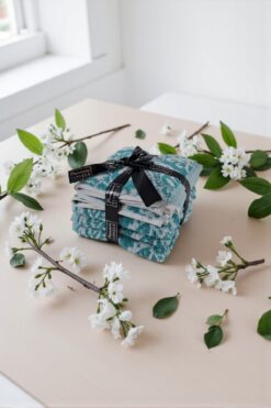 Arte Cotone Premium Turkuaz Desenli El Havlusu 6'lı Set | 35x35