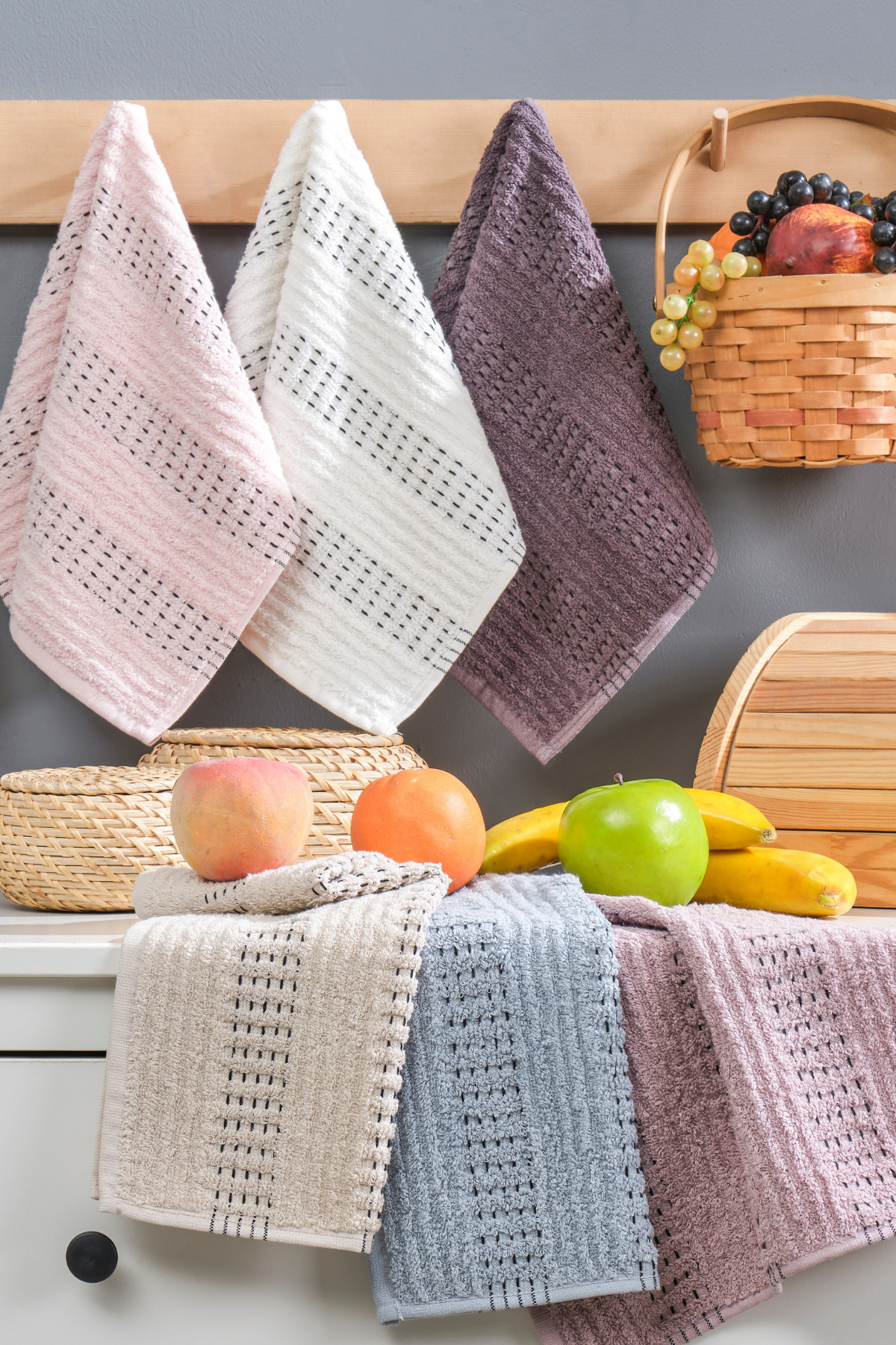 Casnack Pamir 6'lı Mutfak ve El&Yüz Havlu Seti 30x50 cm - Görsel 2