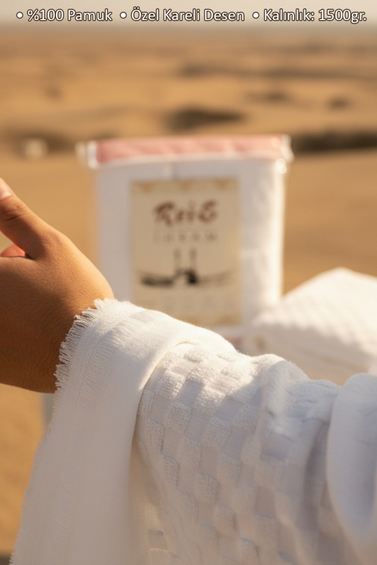 Reis Kareli Desen 1500gr. %100 Pamuk Erkek İhram