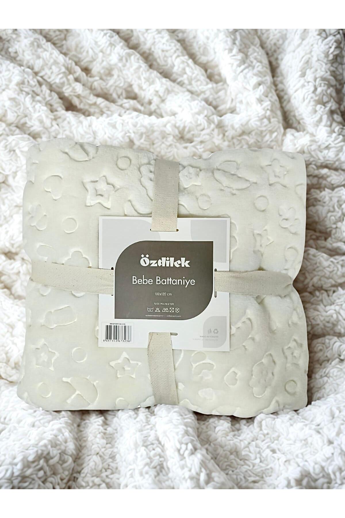 Özdilek Embos Bebek Battaniyesi 100x120 - Krem - Görsel 2