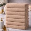 Elaganya Bej Spor Fitness Havlusu Leke Tutmayan Kuaför Berber Havlu 50x90 Cm 8 Adet