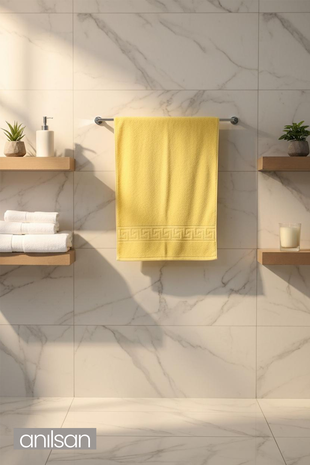 Anılsan 4'lü Mavi Greek Havlu Set %100Pamuk - 2 Adet El Havlusu 50x90 ve 2 Adet Banyo Havlusu 70x140 - Görsel 2