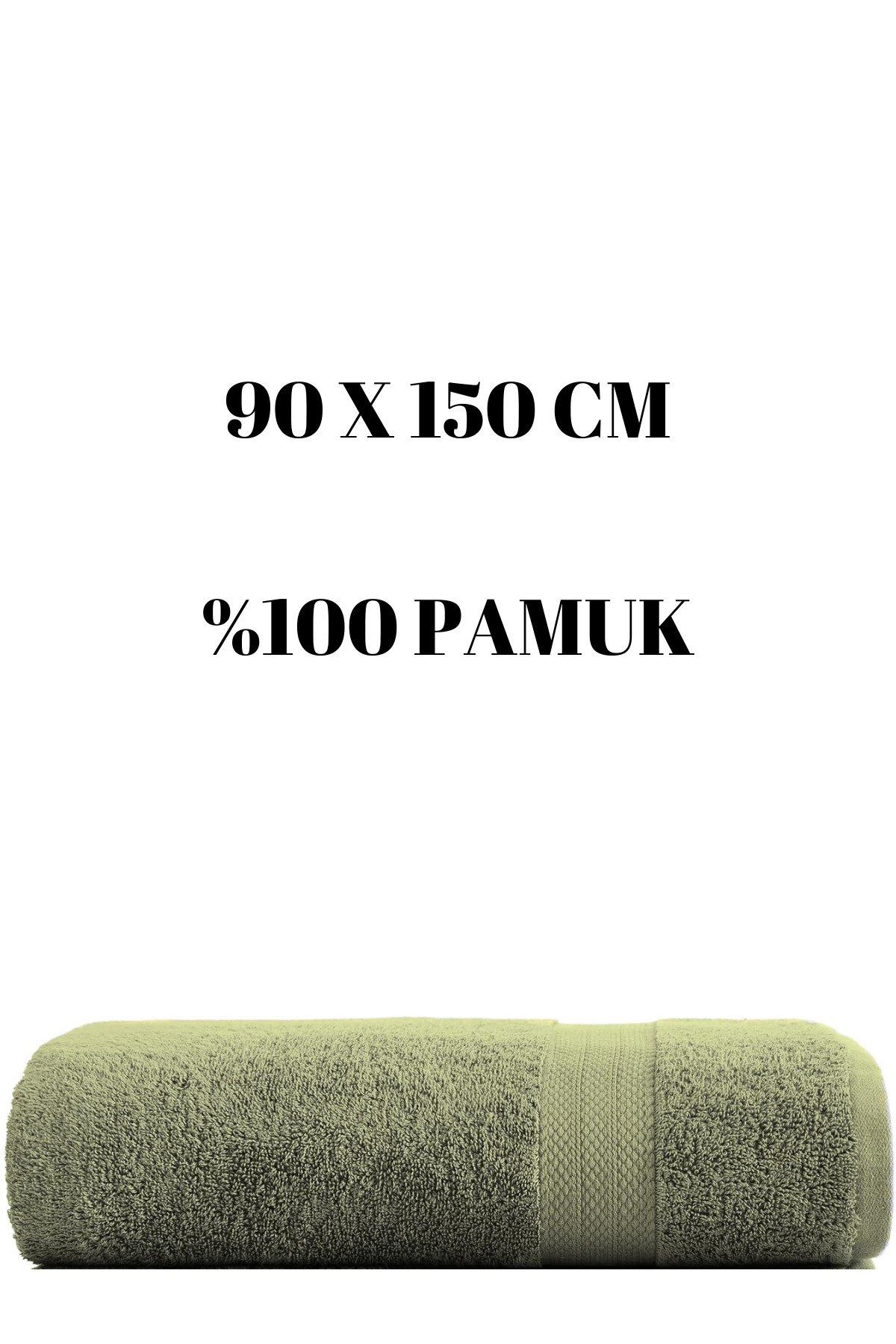 KAYABEY HOME Haki Büyük Boy Banyo Duş Vücut Havlusu % 100 Pamuk Çizgi Desenli 90 X 150 Cm 500 gram Bir Adet