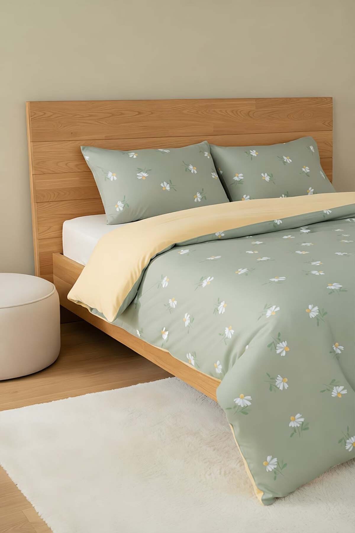 Rivaİstanbul Yeşil Papatya Tek Kişilik Nevresim Takımı Pamuklu - Görsel 2