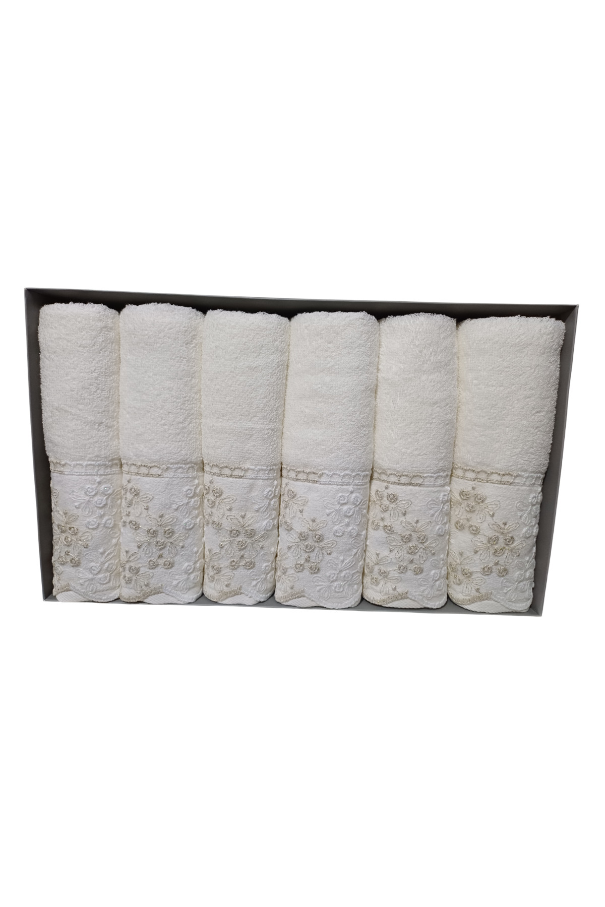 Özdilek Beyza Güpürlü Krem 6'lı Kutulu Havlu - Görsel 2