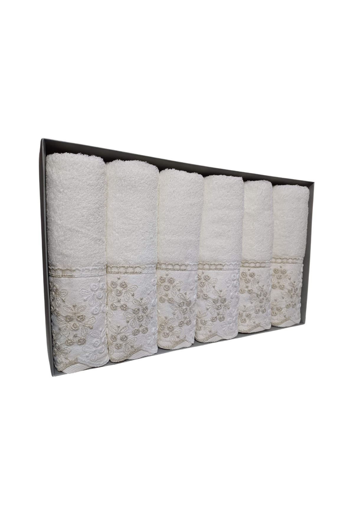 Özdilek Beyza Güpürlü Krem 6'lı Kutulu Havlu - Görsel 3