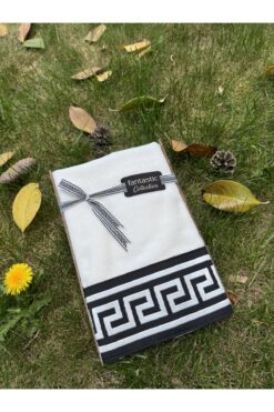 Fantastic Collection Bordürlü Nakış İşlemeli Zigzag Desenli Özel Kadife Hediyelik Havlu