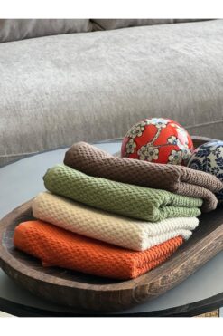 Plume Ceramic Home %100 Pamuk 4'lü Premium Renki El Yüz Havlu Seti 50x80cm