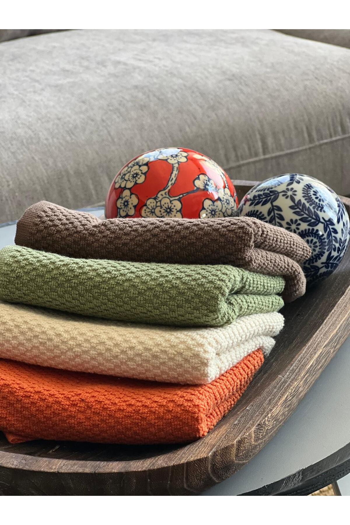 Plume Ceramic Home %100 Pamuk 4'lü Premium Renki El Yüz Havlu Seti 50x80cm - Görsel 2