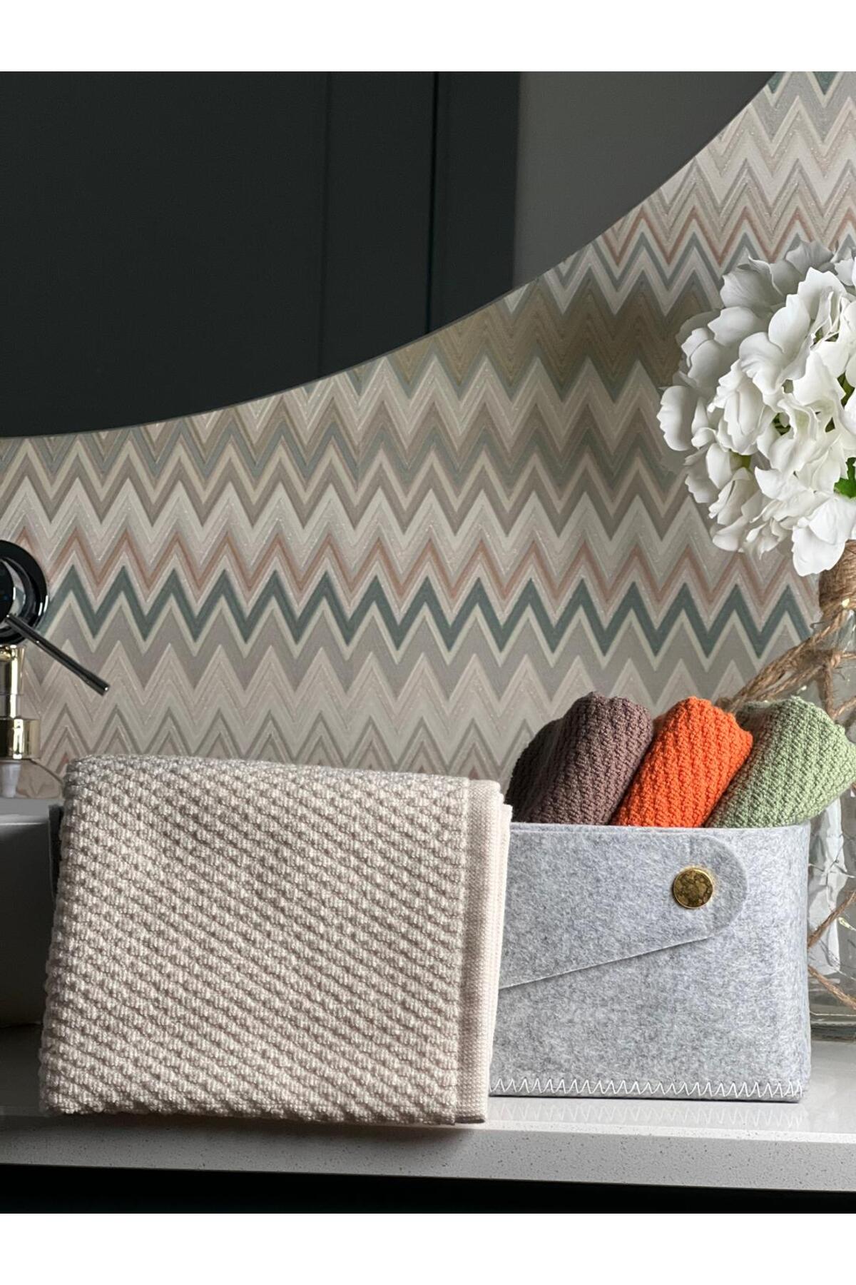 Plume Ceramic Home %100 Pamuk 4'lü Premium Renki El Yüz Havlu Seti 50x80cm - Görsel 3