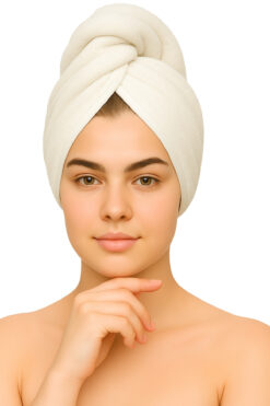 embays collection Düğme Lastikli Saç Havlusu, Saç Bonesi, Makyaj Bonesi, Yüz Bakım Havlusu, Banyo Sonrası Saç Kurutma