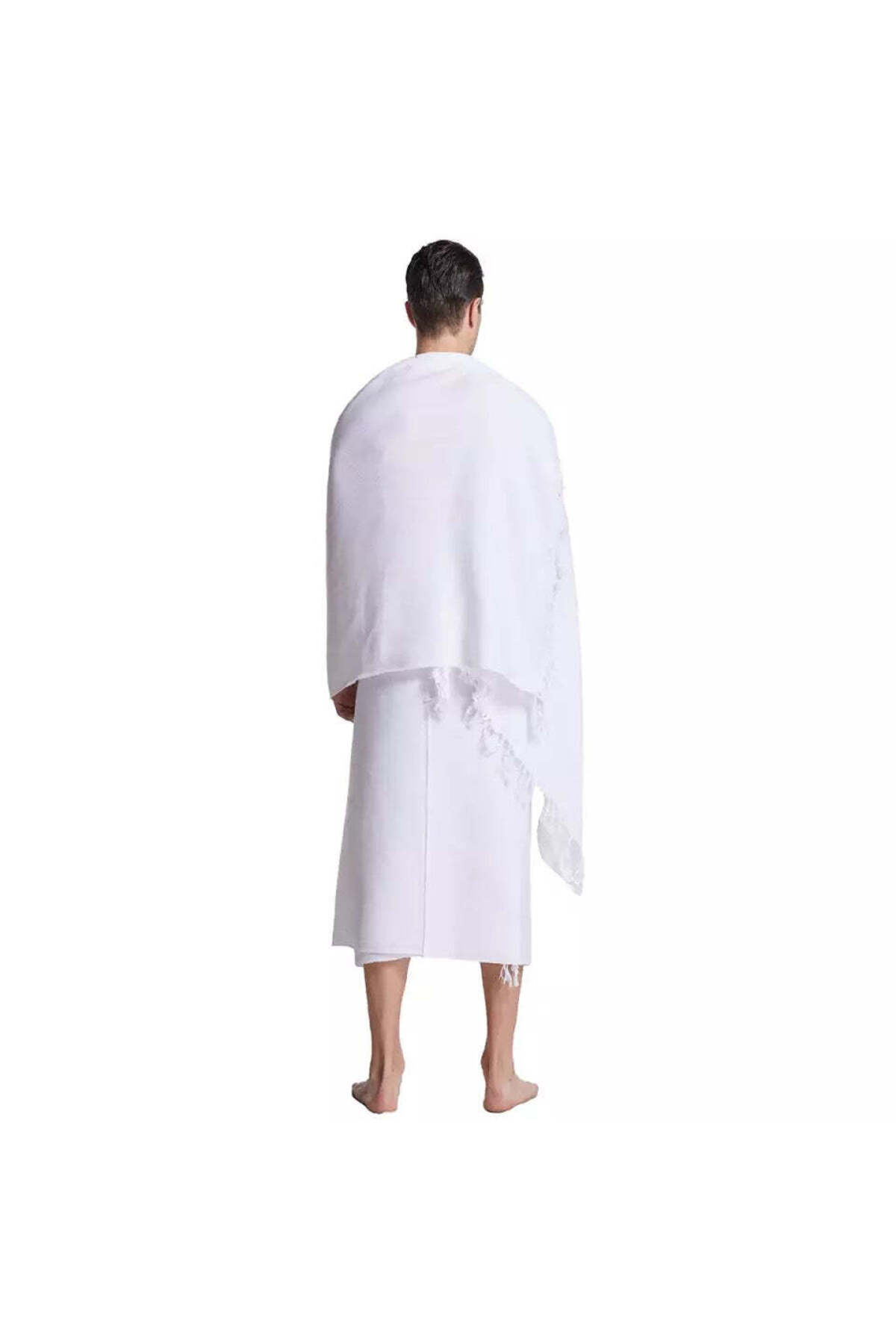 Ceviz İplik İhram Takımı 1350gr. 110 X 220 Pamuklu Beyaz Kare Çantalı - Görsel 2