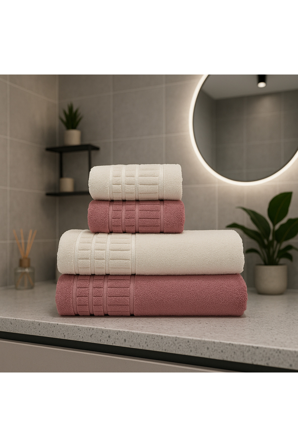 AYHANHOME 4'lü Banyo Havlu Takımı 2 adet 50x90-2 adet 90x150