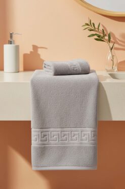 Rivaİstanbul Gri Greek 2'li %100 Pamuklu Havlu Seti