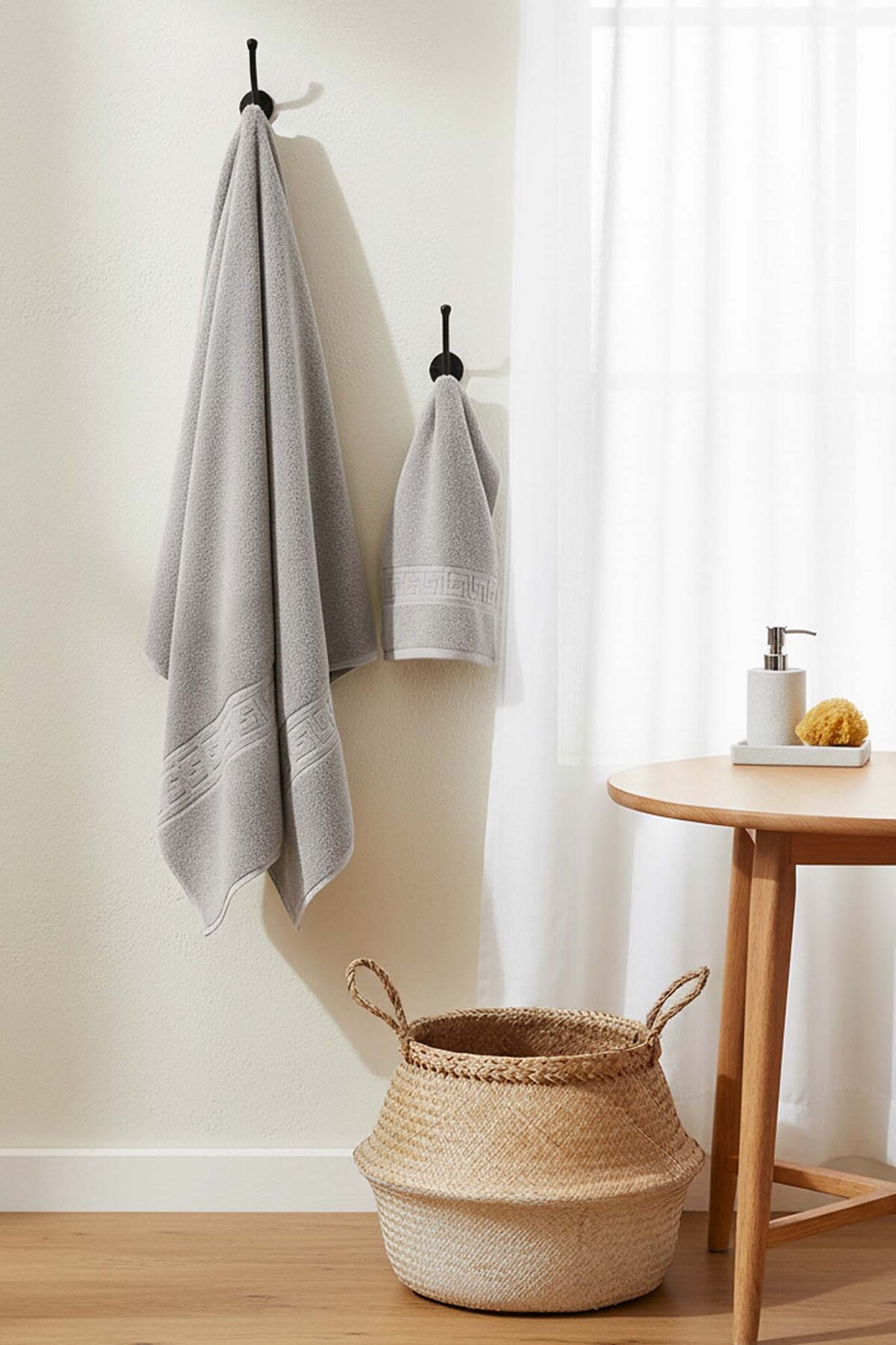 Rivaİstanbul Gri Greek 2'li %100 Pamuklu Havlu Seti - Görsel 3