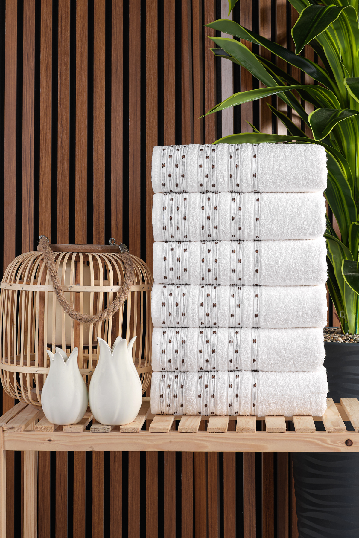 Güvenal White 6 Adet 50*90 Desenli Havlu | Havlu Havlu Seti | | El Yüz Havlusu | Çeyiz Havlusu