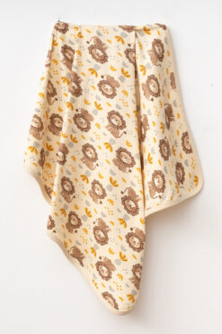 yukobaby bebeğiniz için en doğalı Minik Aslanlar Naturel Pamuklu 80x90 Cm Tek Kat Bebek Battaniye Yk23058