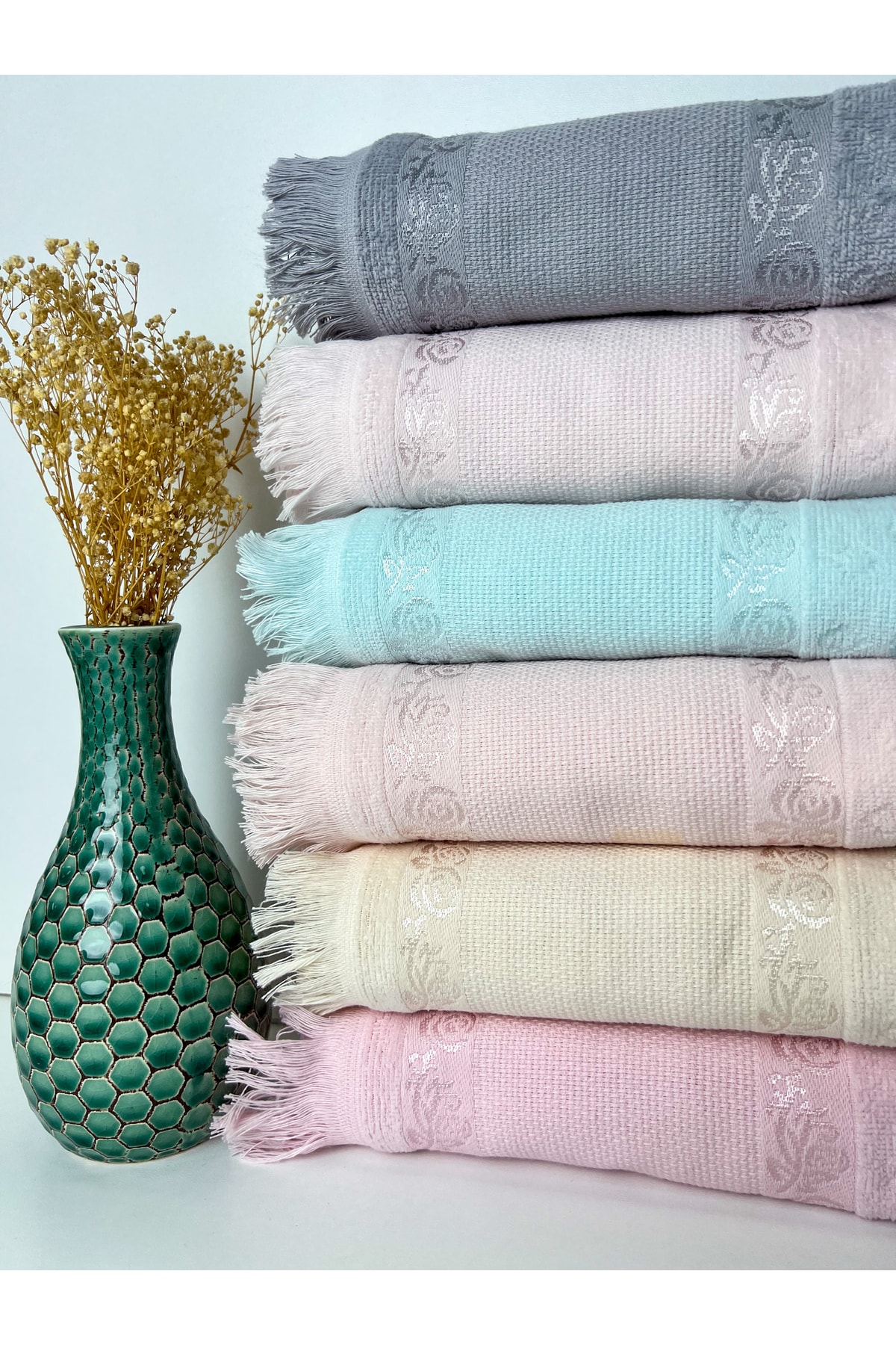 AYHANHOME Etamin Kanavice Işlemelik Saçaklı 6 Adet Asorti Mutfak Havlusu 30x50