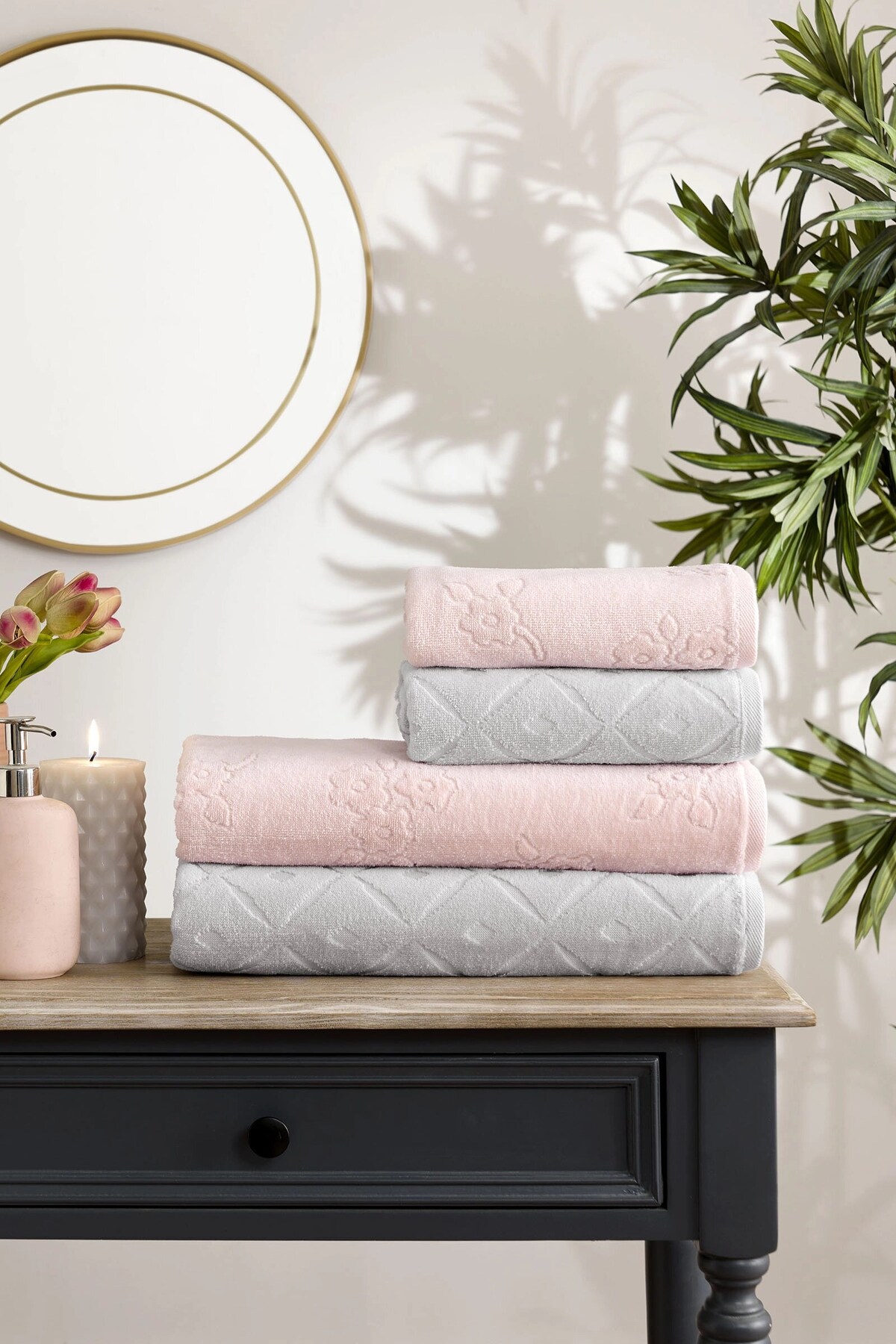 Özdilek Mayra Best Set (Hamam Takımı)- Gri Pudra