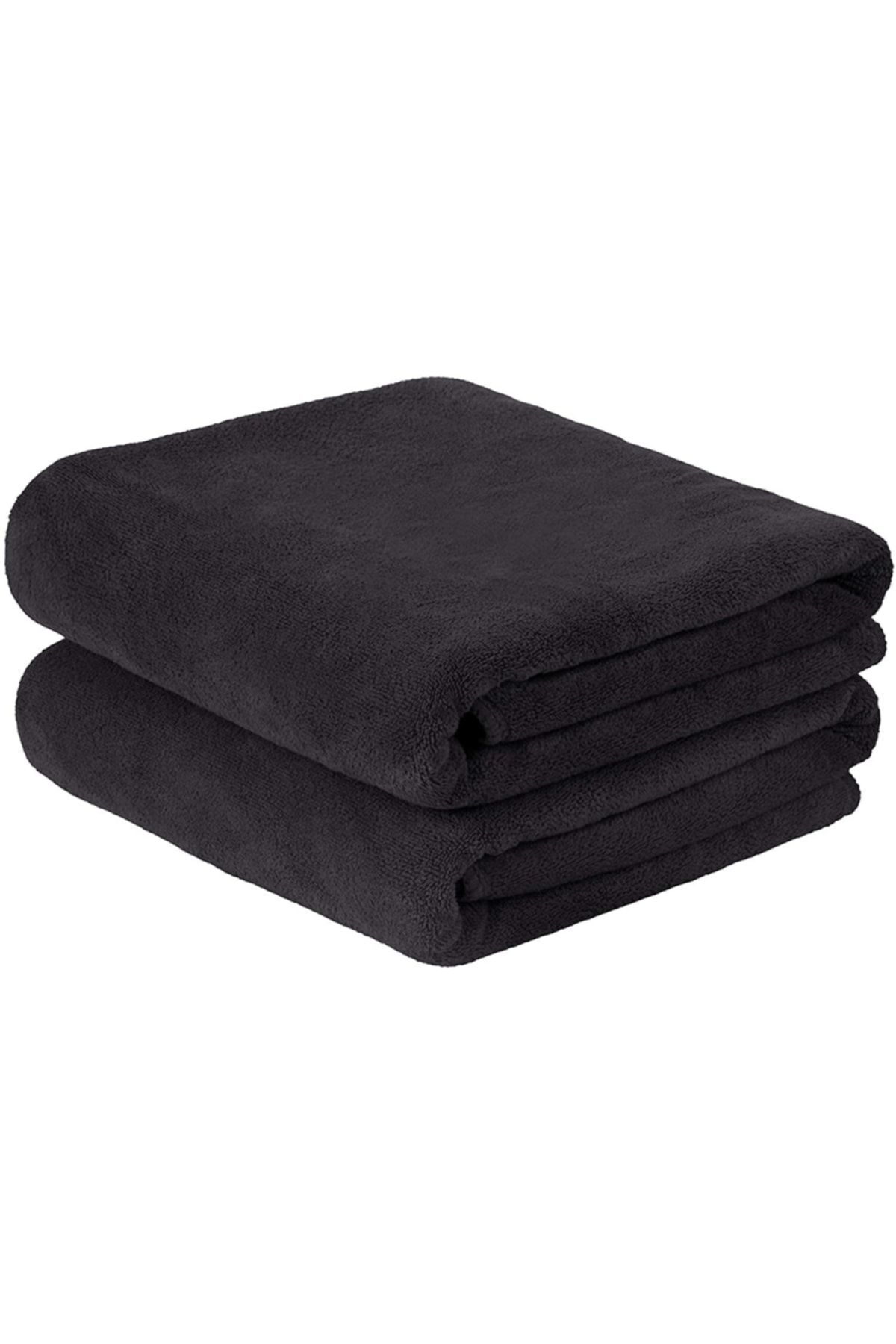 AYHANHOME Siyah 2'li Spor Havlusu Leke Tutmayan Kuaför Berber Havlu 50x90 Cm