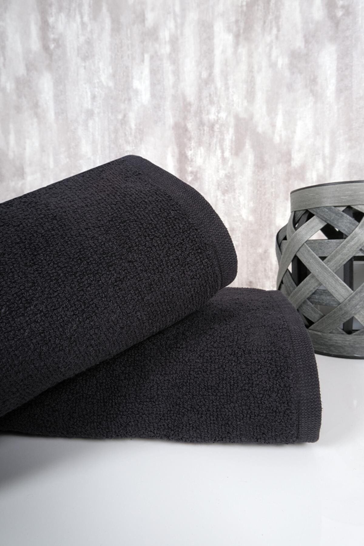 AYHANHOME Siyah 2'li Spor Havlusu Leke Tutmayan Kuaför Berber Havlu 50x90 Cm - Görsel 2