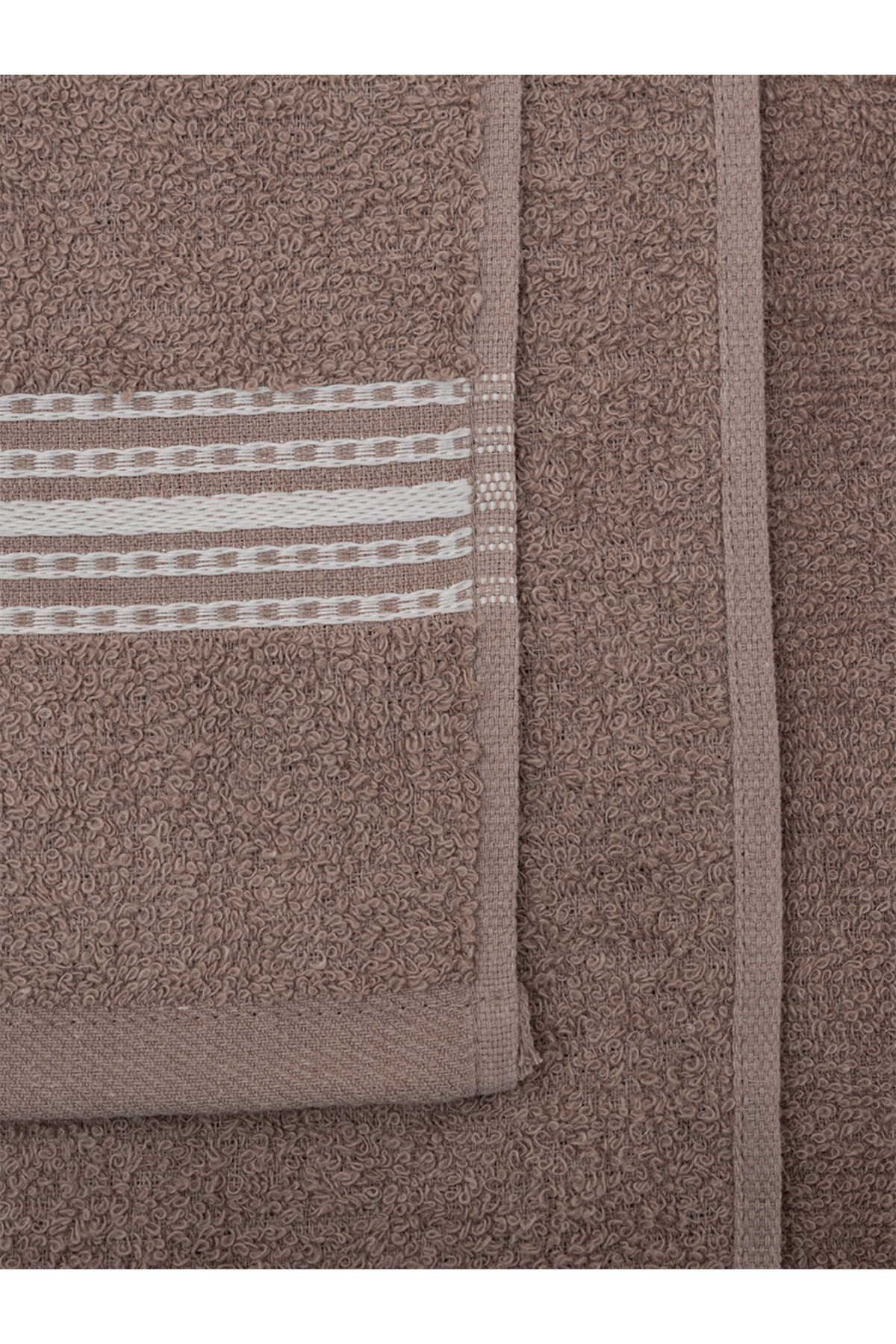 Genel Markalar Banyo El Havlusu Seti 4 Lü Kahverengi - Beyaz Elvin – Yumuşak Doku (70X140X2 /50X90CMX2) - Görsel 3