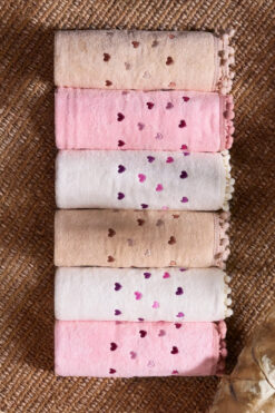 Çeyizim 6'lı Ponponlu ve Kalpli 30x50 Havlu Seti | Premium, Çeyizlik, Yumuşak, Mutfak - El Havlusu