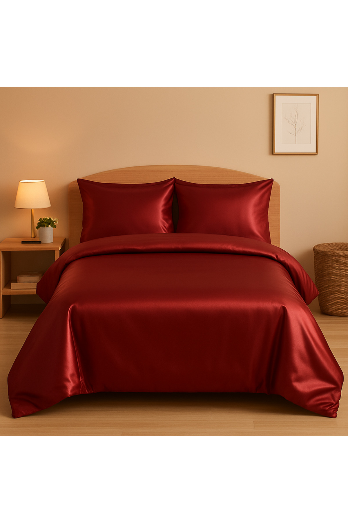 Alisy Home %100 Pamuklu Bordo Saten Nevresim Takımı Çift Kişilik – Parlak, Kaygan Lüks Dokuma Yatak Örtüsü Seti