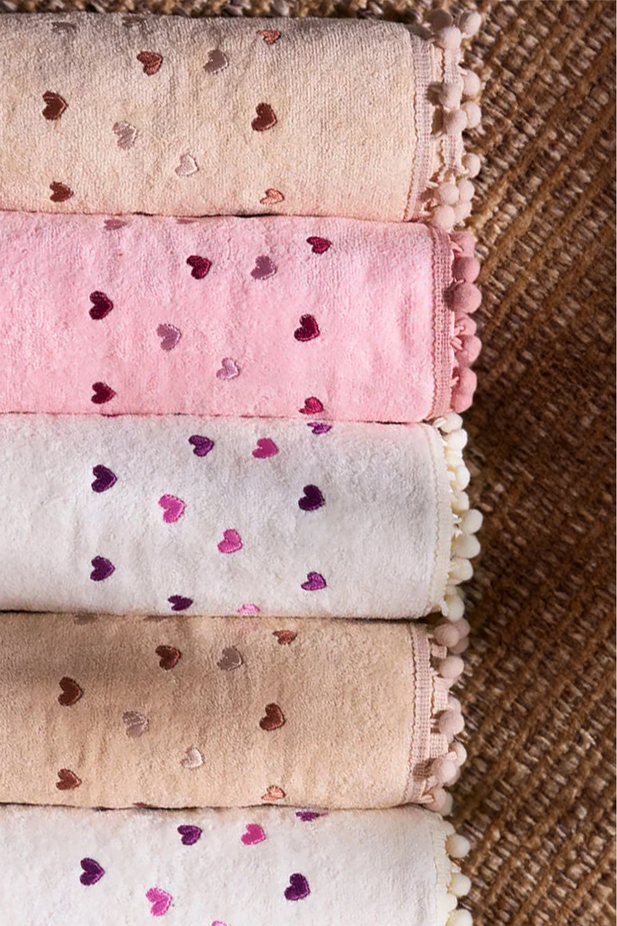 Çeyizim 6'lı Ponponlu ve Kalpli 30x50 Havlu Seti | Premium, Çeyizlik, Yumuşak, Mutfak - El Havlusu - Görsel 3