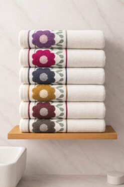 Peacock Punch Nakış Kadife El Havlusu 50x90