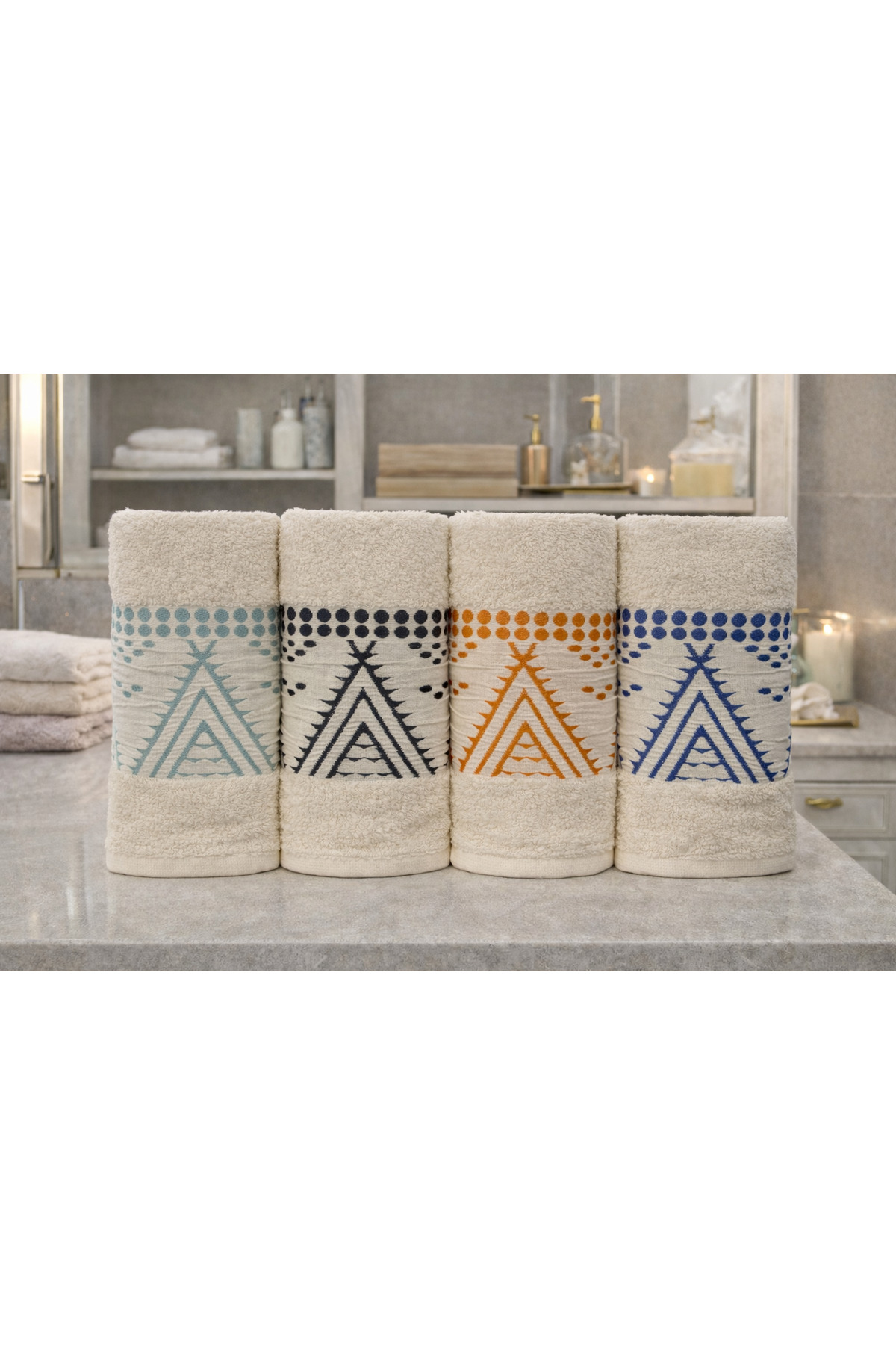 Göksal Suvari 50x90 Pamuklu El Yüz Havlu 4 Set| Yumuşak Dokulu, Desenli, El Yüz Havlusu - Görsel 2
