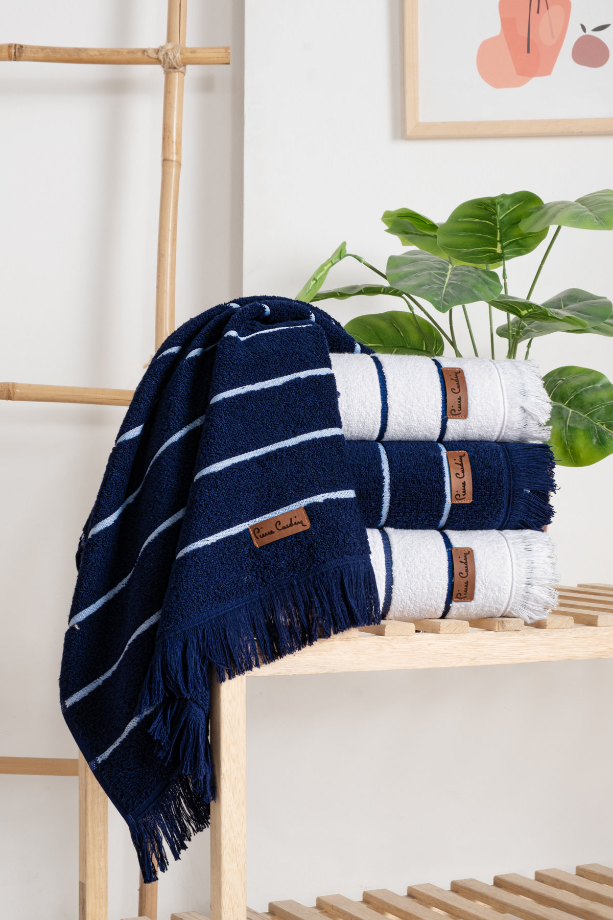 Pierre Cardin 4'lü Yüz Havlusu Elegance Lacivert-Beyaz